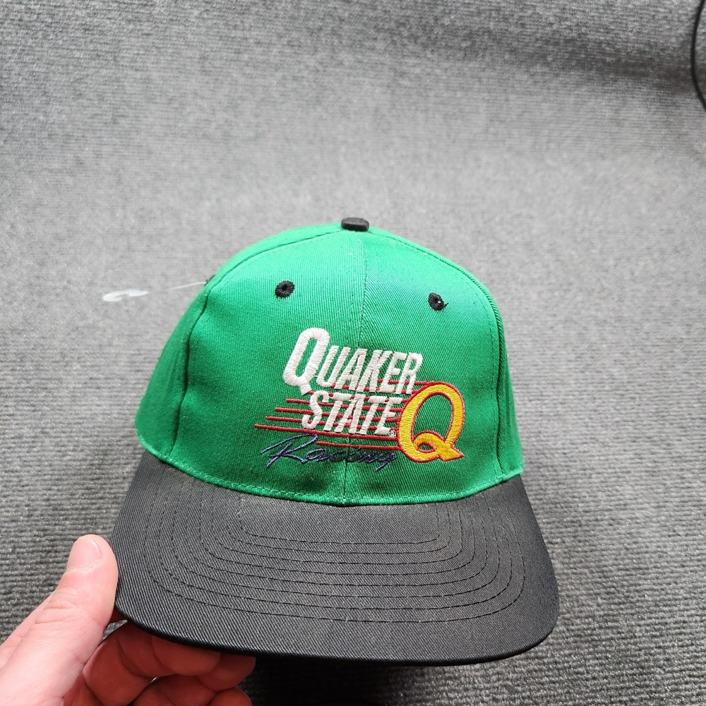 Vintage‎ Quaker State Racing Snapback Hat Cap Adult Green Y2K Deadstock